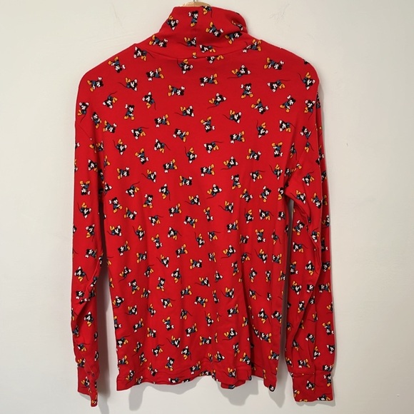 VTG Mickey & Co Womens Red Turtleneck Disney All Over Mickey Mouse Print Size L - Picture 3 of 11